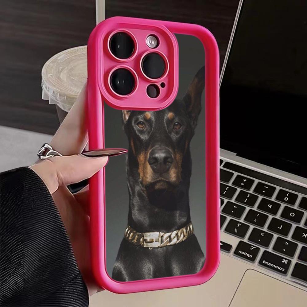 LZ14 Dog Doberman Animal Art Silicone Phone Case for iPhone 11 13 14 15 16 Pro Max 7 8 16 Plus 12 Mini XS Max XR Shockproof Back Cover