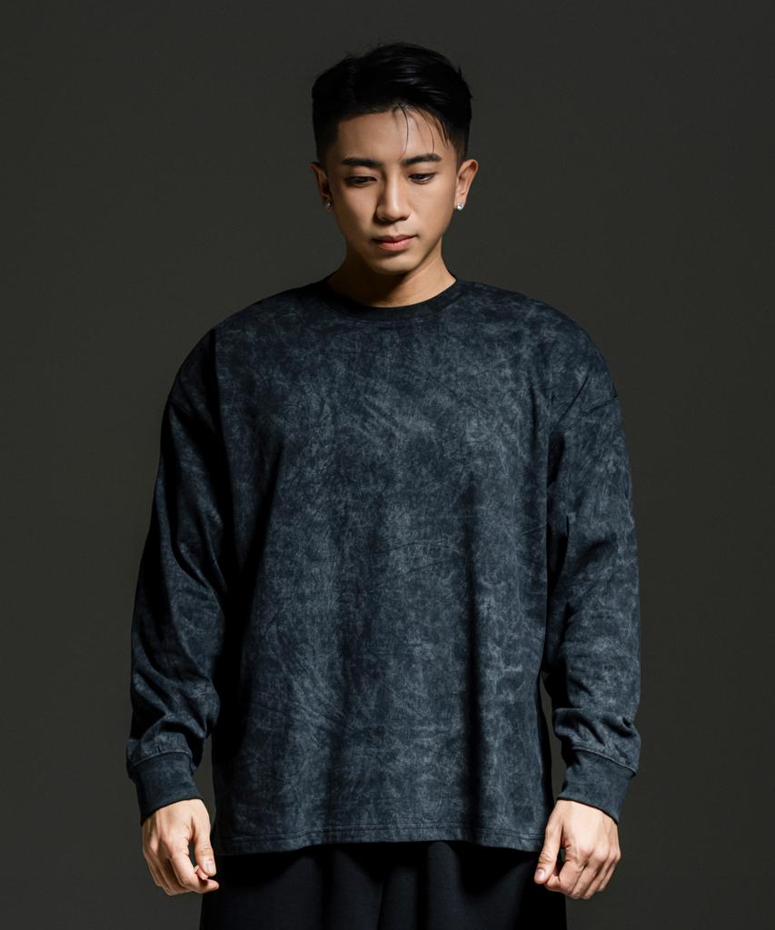 Eosendeo Pigment Cutout Lip Loose Fit Long Sleeve [Black]