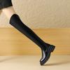 Krazing Pot Microfiber Autumn Winter Shoes Med Heels Flat Platform Size 42 Over-the-knee Boots Slip On Punk Style Elastic Thigh High Boots