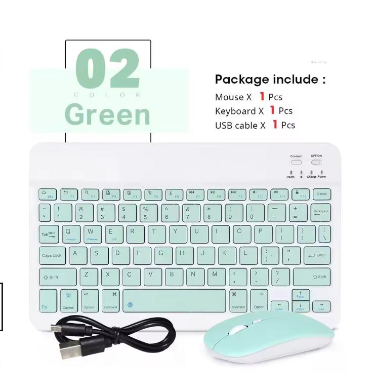 Hebrew Russian Korean Spanish Portable 10 Inch Wireless Keyboard and Mouse Set For iPad Samsung Huawei Tablet Laptop IOS Android