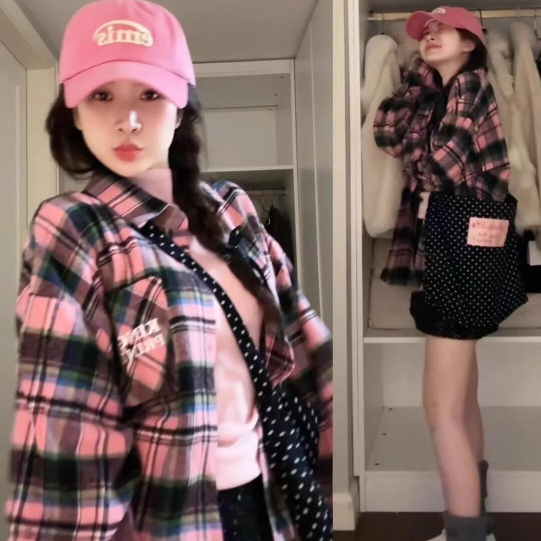 

Женская рубашка маленького размера приталенного кроя в американском ретро-стиле с длинным рукавом – осенний стиль Extra Large розовый