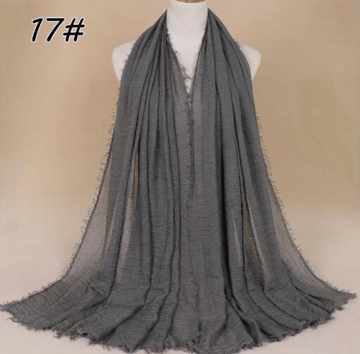 New Ethnic Oversize Muslim Crinkle Hijab Head Scarf Women Solid Bubble Cotton Shawls And Wraps Soft Big Linen Foulard Femme