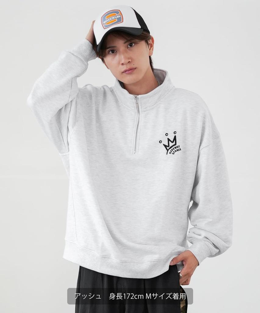 [IMPROVES] [SIDEWAYSTANCE] Crown Logo Fleece Half-Zip Sweatshirt