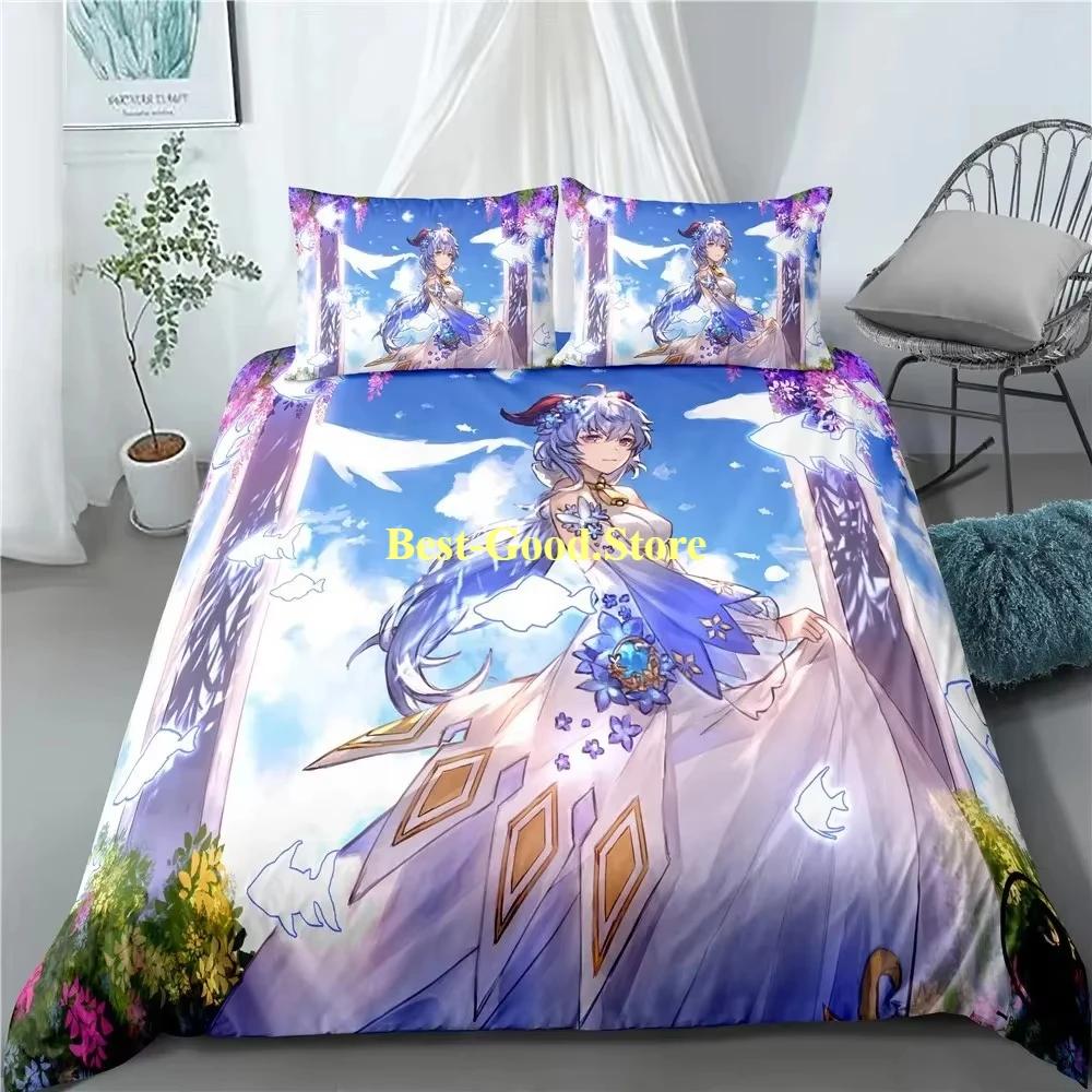 Genshin Impact Beding Set Game Print Duvet Cover Quilt Soft Duvet Cover Sets Home Textile Quen King-Sized Dimensionsd Dimensions Girl Children Kids