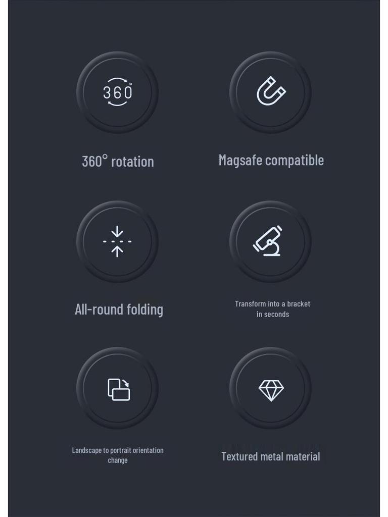 Duální magnetický držák na telefon: Stolní a do auta, Skládací kovový design pro živé vysílání, Samospoušť a 360° rotace.