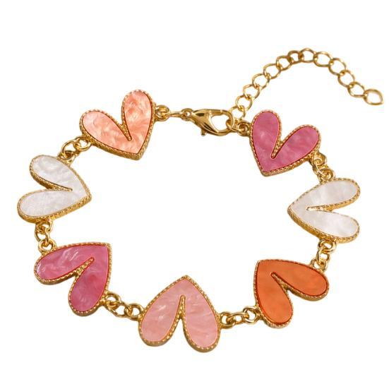 Women Bracelet, Gradient Heart Enamel Bracelet with Adjustable Fit, Scratch Resistant Polished Texture Bracelet for Daily Wear золотистый