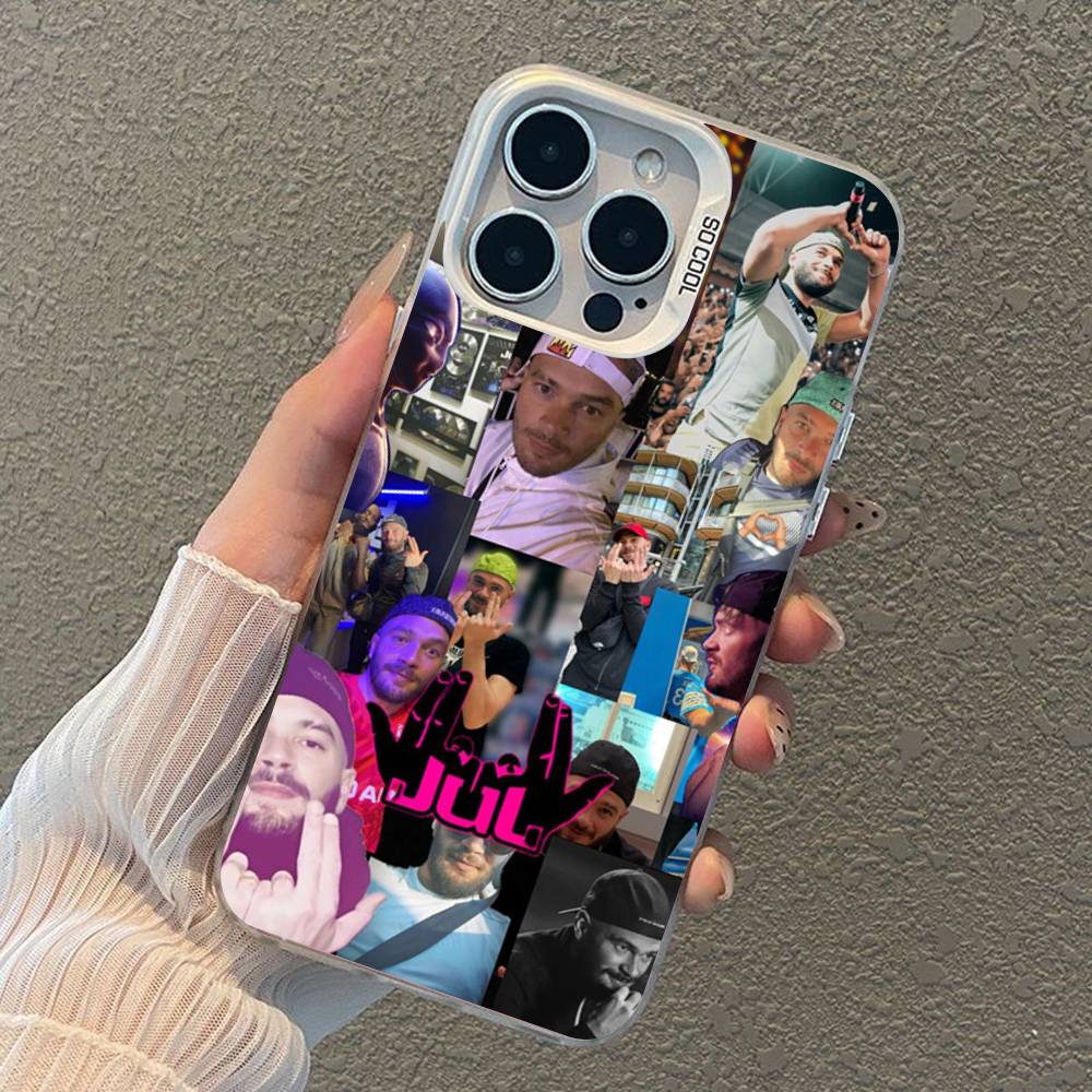 

France Jul Rapper frosted Phone Case For iPhone 17 16 15 14 Plus 13 12 11 Pro Max X Xs XR Silver Hard Cover iPhone 14 pro