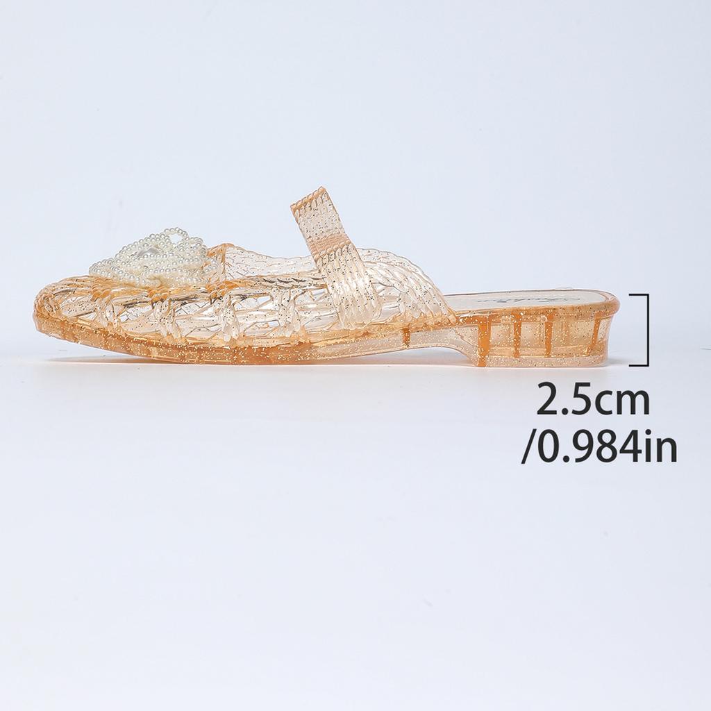 Fashion Transparent Fashion PVC Jelly Sandal Slippers Summer Shoes for Women Casual Crystal Hollow Slides Thick Low Heel Baotou Slipper