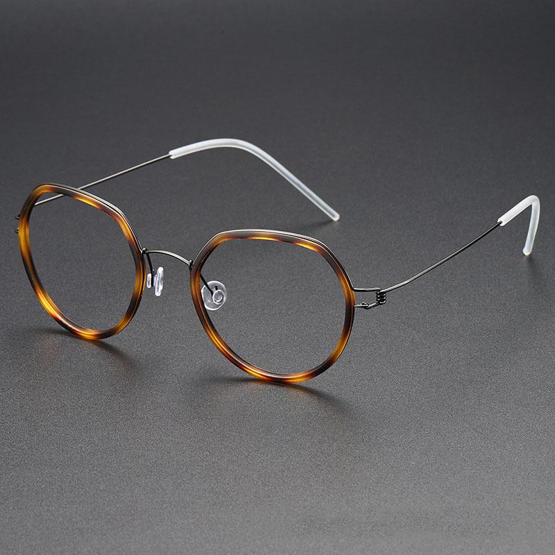 New Pure Titanium Screwless Small Face Elliptical Frame Glasses Retro Fashion Glasses Frame
