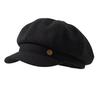 Chapeaux d'automne et d'hiver pour femmes, chapeau octogonal standard en métal haut de gamme, casquette rétro noire tendance