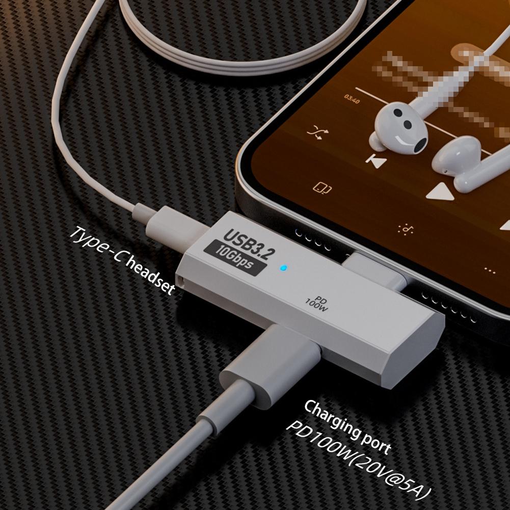 2 in 1 USB Type C Adapter OTG Fast Charging Converter PD 100W Type C To Fast Charging Data Adapter USB3.2 10Gbps Data Transfer