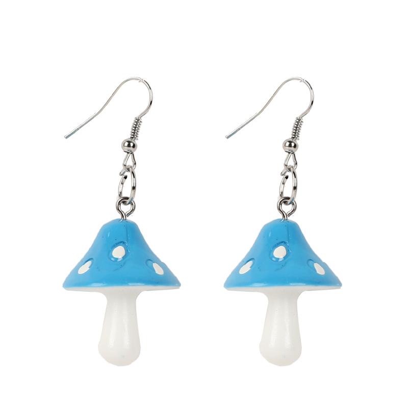 Sweet Resin Mushroom Earrings Handmade Plastic Simulation Mushroom Long Pendant Earring Zircon For Women Girls Gift