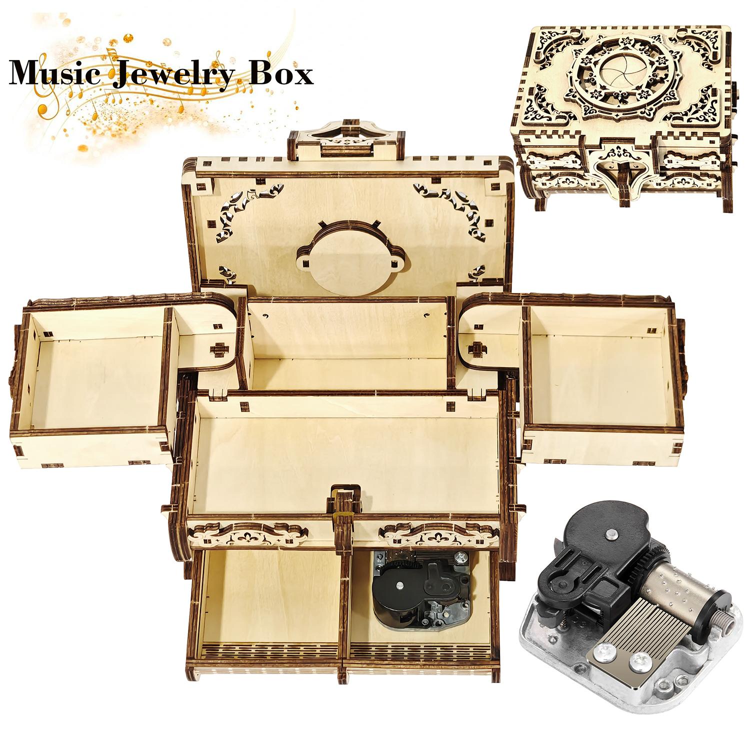 

Build Your Own Music Jewelry Box 3D Wooden Puzzle Model Kit - An interesting and educational DIY gift, Christmas gift, holiday g белый