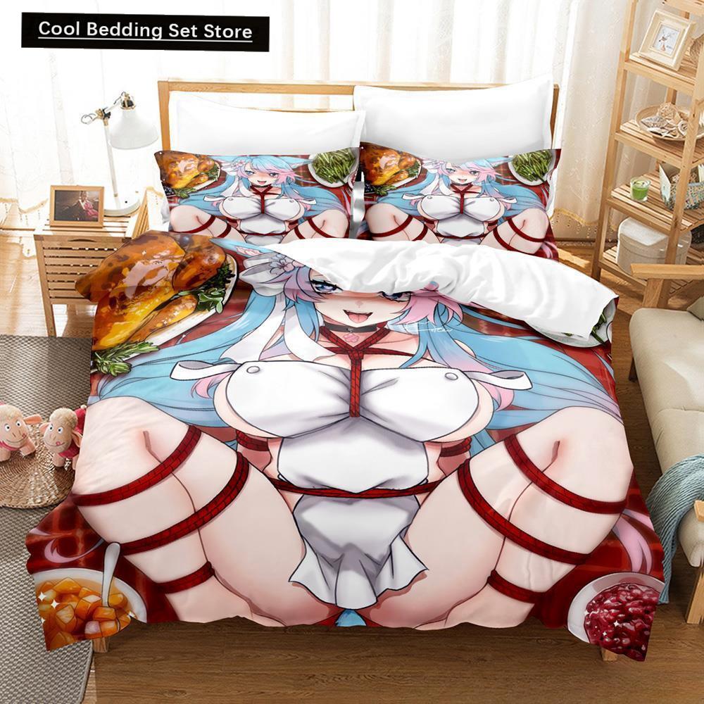 3D Anime Sexy Girls Silvervale VTuber Bedding Set Single Twin Full Queen King Size Bed Set Adult Kid Bedroom Duvet Cover Sets