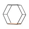 3Pcs/Set Hexagon Shape Iron Wall Shelf Metal Storage Decor Shelves with Wood Board Bedroom Living Room Handicraft Display Racks