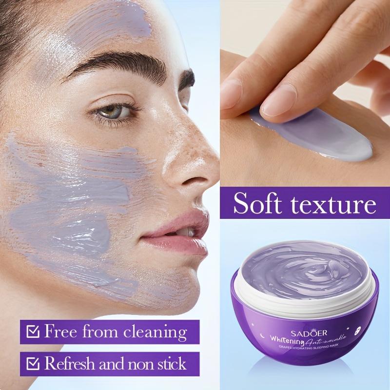 SADBER Grape Sleep Facial Mask - Moisturizing Niacinamide & Collagen Mask, Hypoallergenic, Alcohol-Free - Brightens & Hydrates All Types