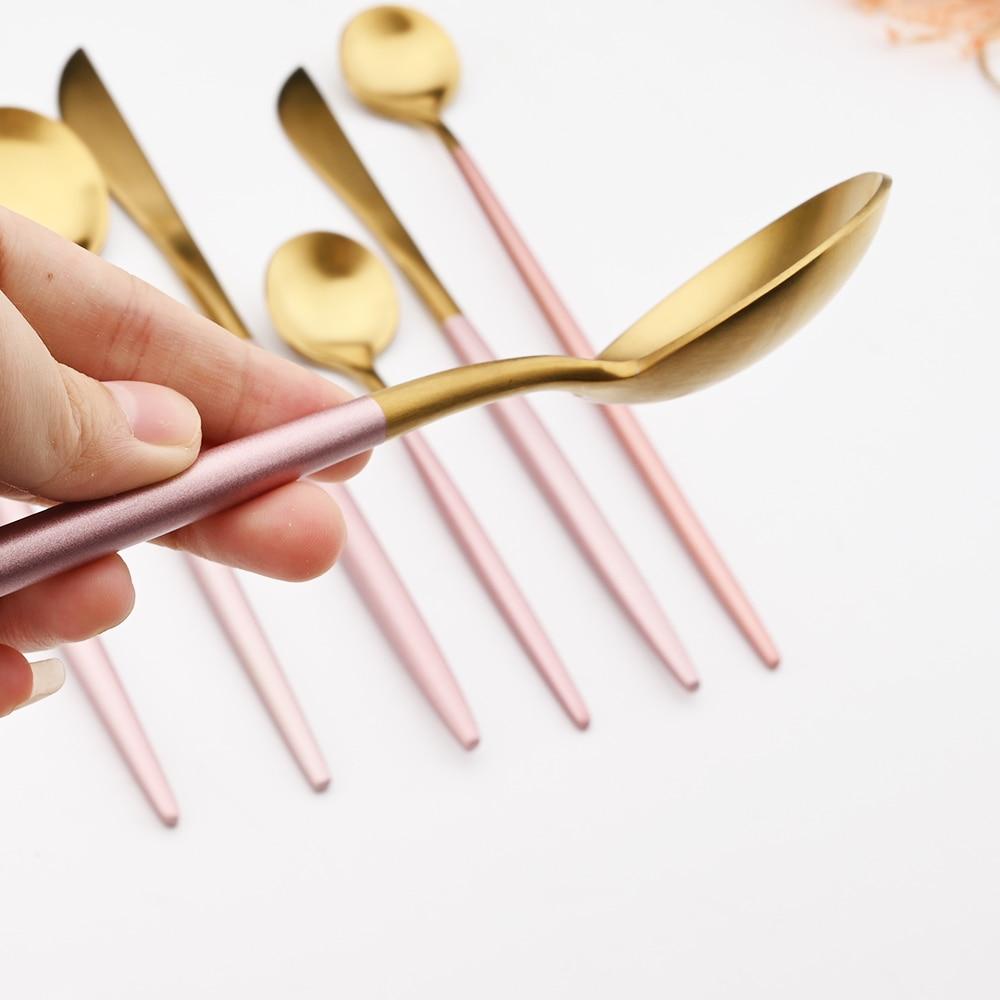 Dinnerware Set Gold Cutlery Set Dessert Fork Teaspoon 18/10 Stainless Steel Dinner Fork Spoon Knife Chopsticks Set Silverware