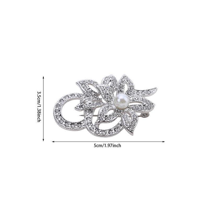 Fashion Women Crystal Diamante and Imitation Pearls Flower Jewelry Brooch Pins DIY Wedding Bouquets Decoration NEW