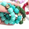 Modisches Acryl Großes Unregelmäßiges Quadrat Perlenarmband für Damen Neu Trendiges Imitation Stein Dehnbares Armband Hand Schmuck Geschenke