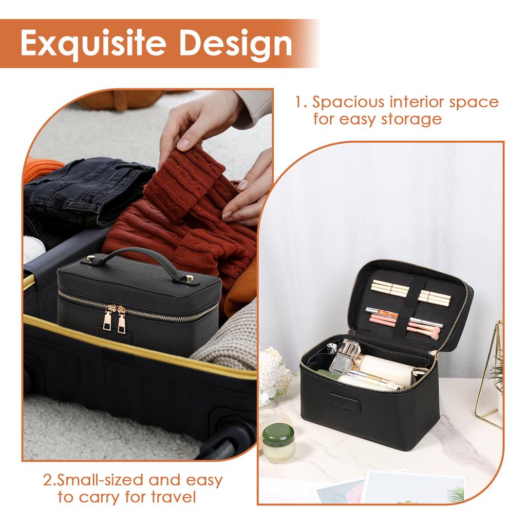 PU leather Cosmetic Bag Women Vanity Case Large Capacity Luxury Portable Travel Toiletry Bags Makeup Organizer