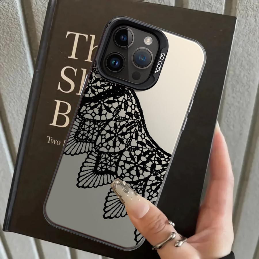 

Чехол для iPhone 17 Pro Max Air 12 13 Pro 14 XR XS 16 11 15 Plus Задняя крышка телефона Черное кружево Мода iPhone 11 Pro