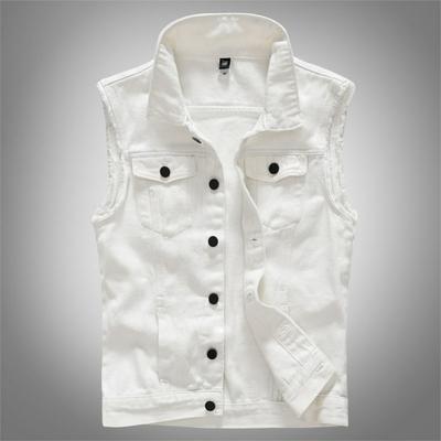 Slim Personality Trendy Men's White Denim Vest Denim Vest Top