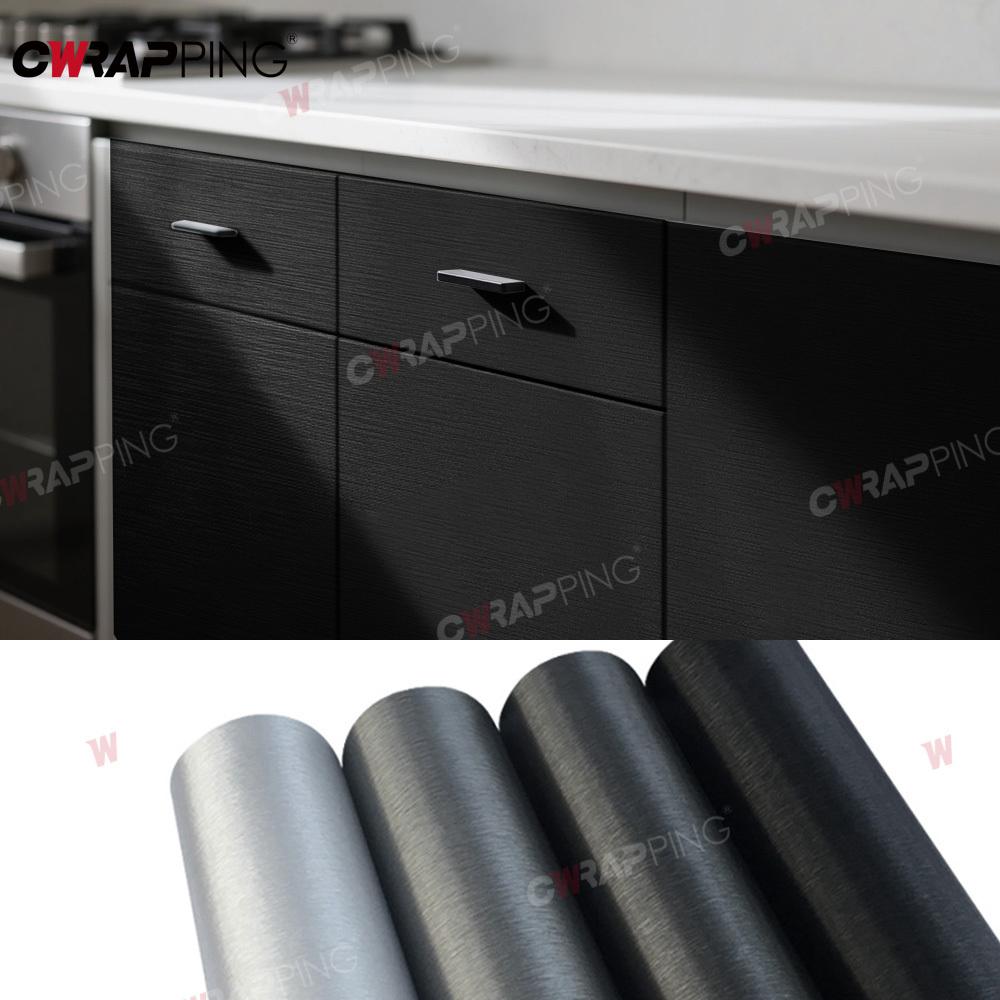 PVC Vinyl Wrap Wallpaper Brushed Textured DIY Self-Adhesive Paper for Door Cabinets Countertops Home Decor Waterproof Removable