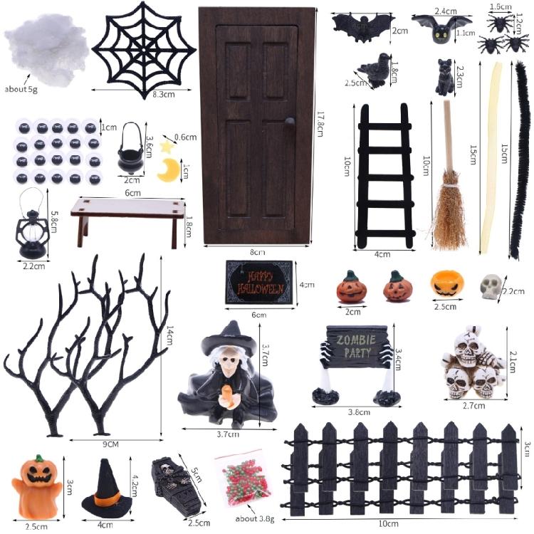 Halloween Village Pumpkin And Elf Door Miniature Set Dollhouses Tabletop Decoration Miniature Scene Props