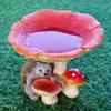 Hedgehog mushroom bird feeder, resin, realistic mushroom hedgehog feeding trough, outdoor, garden courtyard, lawn decoration