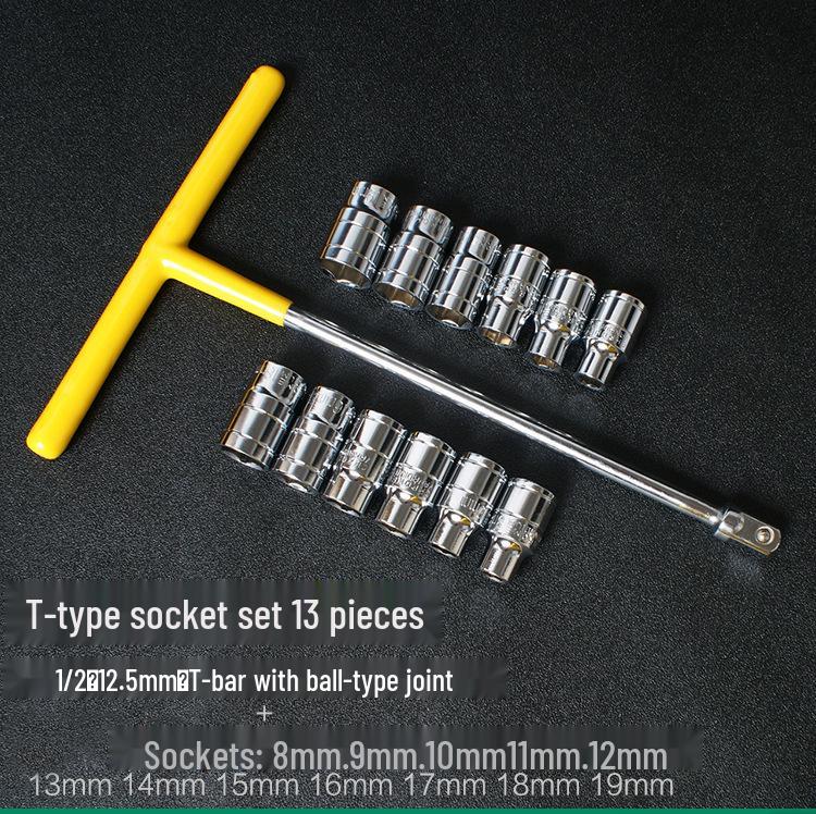 Multifunktionales T-Typ Sechskant-Steckschlüssel-Set für Autoreparatur und Reifenwechsel