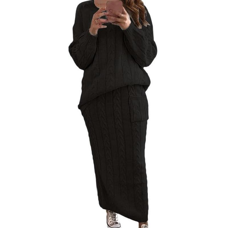 S67314 Cable Knit Sweater Dress Set