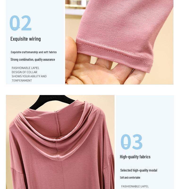 Women's Plus Size Loose Hooded Long Sleeve T-Shirt - Spring/Summer Sunscreen Layer