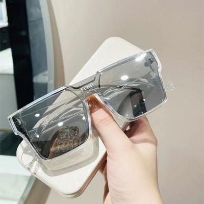 Retro Koreanische Einteilige Winddichte Sonnenbrille mit Großem Rahmen Damen Retro Ins Gelbe Brille Herren Fahren UV400