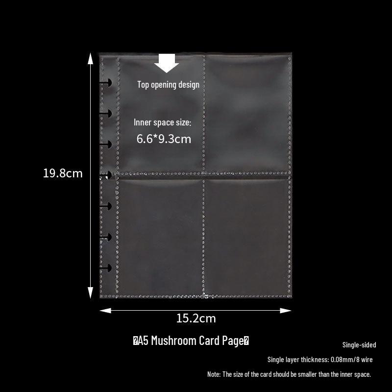 A5 Transparent 6-Loch Karten- & Fotoalbum Nachfüllblätter, 4-Taschen-Seiten für Journale, 5 Zoll große Innenseiten.