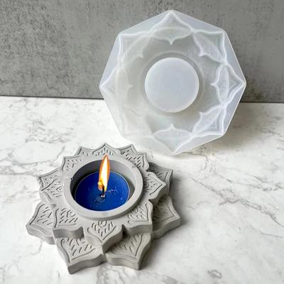 Stampo in silicone per barattoli di candele in cemento, portacandele rotondo a forma di loto, stampo in gesso di cemento, stampo in resina epossidica fatto a mano, strumento per stampi fai da te