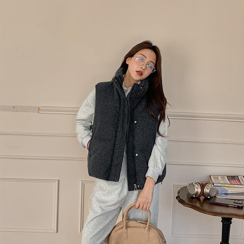 

Женский свободный и модный повседневный однотонный жилет для осени и зимы L темно-серого