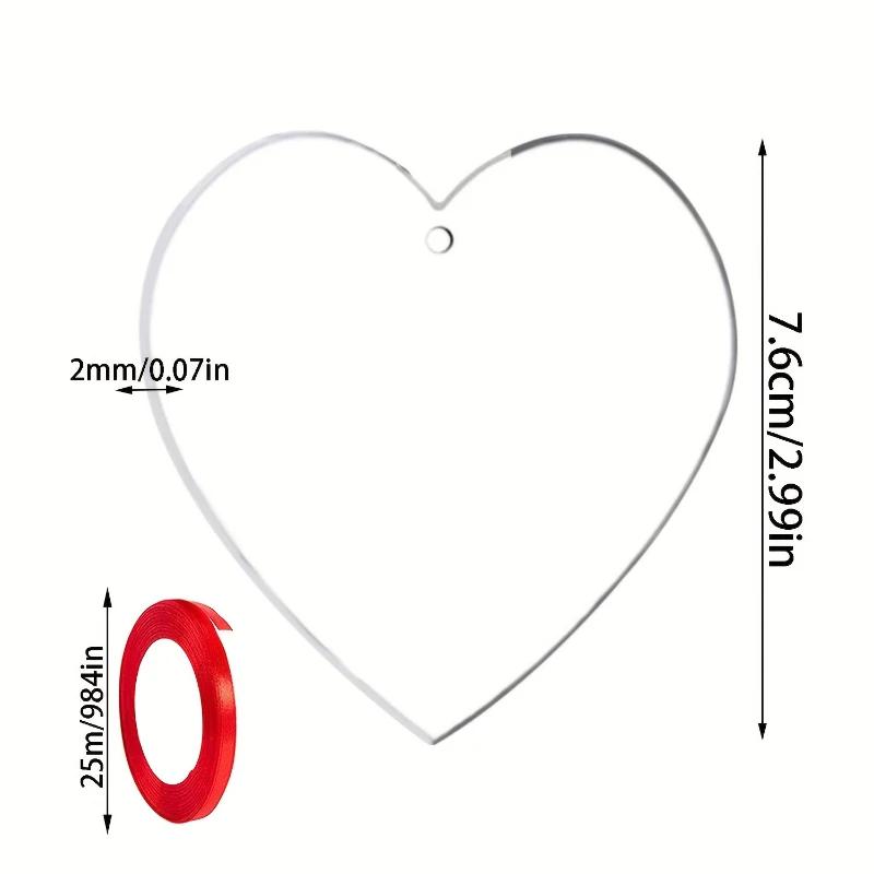 Bulk Blank Acrylic Heart Ornaments Clear Transparent Hanging Pendants with Hole for Valentine's Day Wedding Decorations