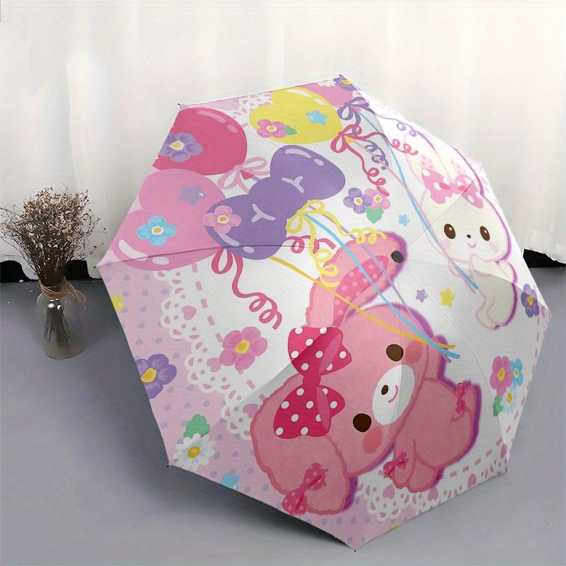 Rilakkuma, Korilakkuma Automatic Open/Close Umbrella-Cute Umbrella with Cute Design, Portable 3-Fold Compact Umbrella for Men & Women, Hallo