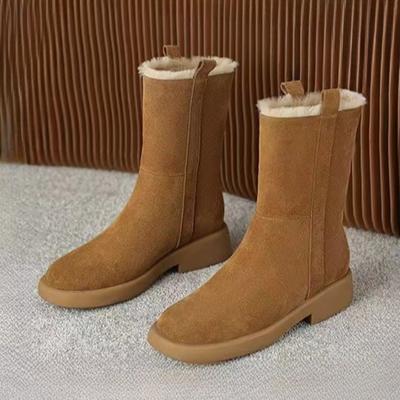 Women Suede Ankle Snow Boots Cozy Plush Warm Cotton Mid Heels Shoes Brand Winter Fashion 2025 Trend Walking Non Slip Botas Mujer
