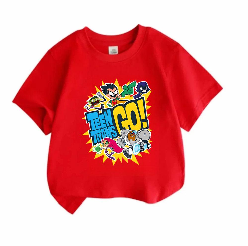 Kids Boys Girls Round Neck Short Sleeve 100% Cotton T-shirt, Cute Cartoon Super Hero Team Print Casual Summer Soft Breathable Tee for Children Daily W