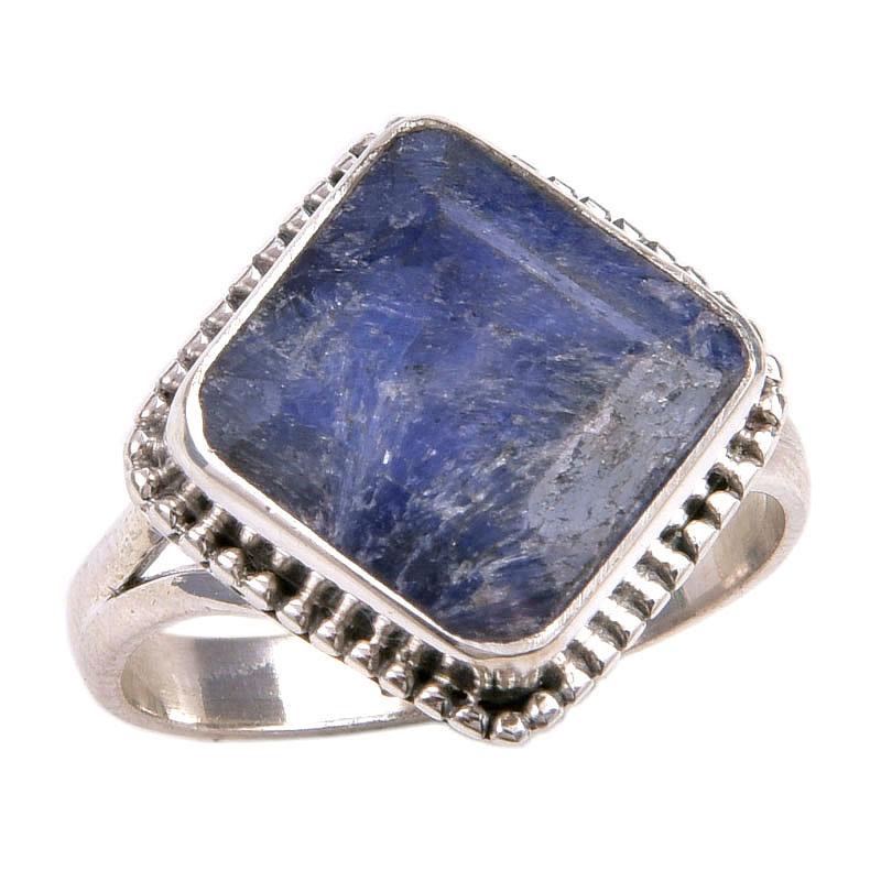 Saphir(Simuliert) Edelstein Handgefertigt 925 Sterlingsilber Schmuck Ring S.9 c4A56