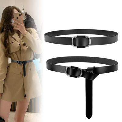 Four Seasons Available New Non Perforated Women's Belts, Genuine Leather Belts, Cowhide Decorations, Versatile Coat Dresses