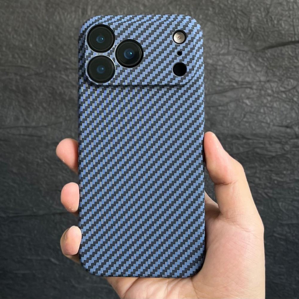 Dual Color Carbon Fiber Texture Case For iPhone 17 Air 16 15 14 13 12 11 Pro Max Plus Hard PC Armor Slim Shockproof Funda