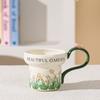 Pastoral belt creative personality mug high value cute flower water cup home office cup girl