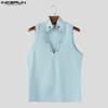 INCERUN Oversized Men Cutout Neck Sleeveless Texture Casual Tank Tops