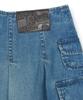Emelbi Women'S Varsity Vintage Denim Cargo Pleated Skirt Ny (Indigo)