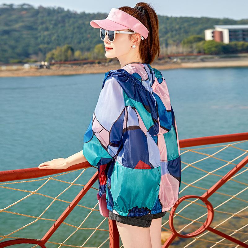 Short sunscreen clothes women's summer new loose and versatile printing camouflage sunscreen clothes breathable small thin coat