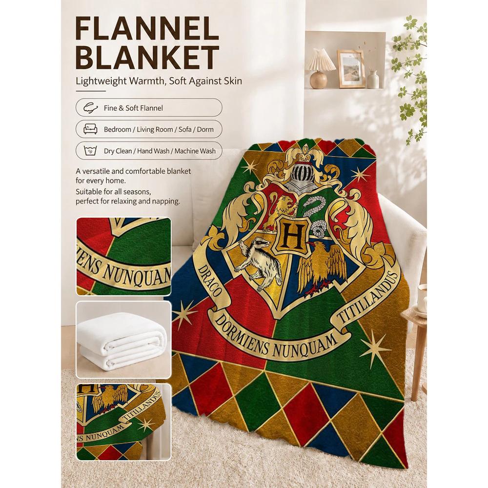 Hogwarts Four Houses Flannel Blanket Soft Warm Fleece Blanket For Living Room Air Conditioner Room Lightweight Home Decor Gift For Friends