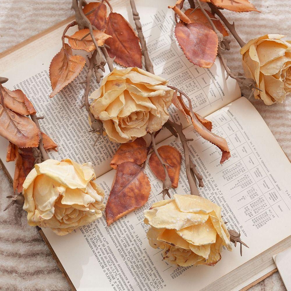 Plastic Simulation Rose Flower Retro Artificial Greenery Artificial Rose Branch Birthday Decor