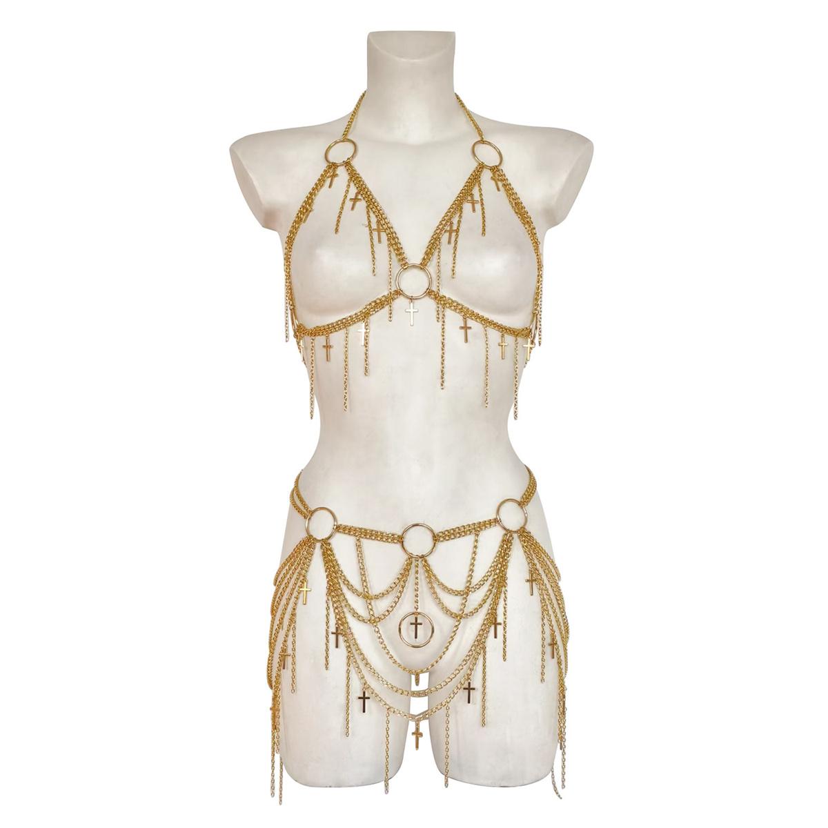 Hot-selling fashionable and trendy sexy tassel cross body chain set A0019